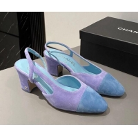 Stylish Chanel Suede Slingbacks Pumps 6.5cm G31318 Purple 423122