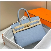 Traditional Specials Hermes Birkin 30cm Bag in Togo Leather 1227 Line Blue 2023