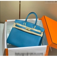 Low Cost Hermes Birkin 30cm Bag in Togo Leather 1227 Denim Blue 2023