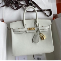 Reasonable Price Hermes Birkin 30cm Bag in Original Swift Leather H30 Glacier White/Gold 2024 (Full Handmade)