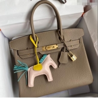 Super Quality Hermes Birkin 30cm Bag in Original Togo Leather Turtledove H30 Grey/Gold 2024 (Full Handmade)