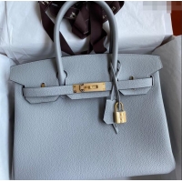 Discount Hermes Birkin 30cm Bag in Original Togo Leather Glacier H30 Blue/Gold 2024 (Full Handmade)