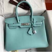 Promotional Hermes Birkin 30cm Bag in Original Togo Leather Macaron H30 Blue/Silver 2024 (Full Handmade)