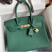 Crafted Discount Hermes Birkin 35cm Bag in Original Togo Leather H35 Peacock Green/Gold 2024 (Full Handmade)