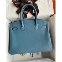 Top Grade Hermes Birkin 35cm Bag in Original Togo Leather H35 Denim Blue/Gold 2024 (Full Handmade)