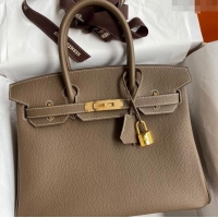 Best Grade Hermes Birkin 30cm/35cm Bag in Original Togo Leather H35 Etoupe/Gold 2024 (Full Handmade)