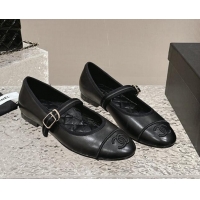 Promotional Chanel Calfskin Mary Janes Flat Ballet G45503 Black 423156