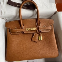 Shop Promotional Hermes Birkin 35cm Bag in Original Togo Leather H35 Brown/Gold 2024 (Full Handmade)