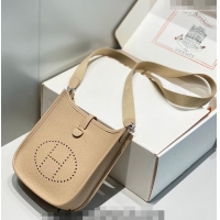 Super Quality Hermes Evelyne Mini Bag 18cm in Togo Leather H1048 Coat Grey/Silver 2023 (Half Handmade)