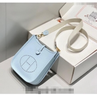 Discount Hermes Evelyne Mini Bag 18cm in Togo Leather H1048 Grail Blue/Gold 2023 (Half Handmade)