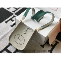 Best Quality Hermes Evelyne Mini Bag 18cm in Togo  Leather H1048 Pearl Grey/Gold 2023 (Half Handmade)