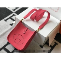 Shop Best Hermes Evelyne Mini Bag 18cm in Togo Leather H1048 Rose Lipstick Pink 2023 (Half Handmade)