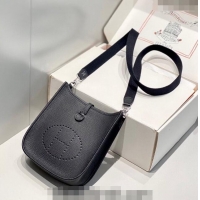 Best Price Hermes Evelyne Mini Bag 18cm in Togo Leather H1048 Black/Silver 2023 (Half Handmade)