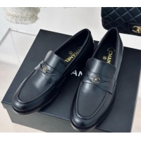 Good Product Chanel Shiny Calfskin Loafers G45504 Black 424046