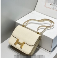 Top Quality Hermes Classic Constance Bag 23cm in Epsom Leather H3038 Cream White/Gold 2023