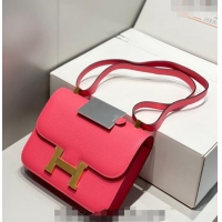 Famous Brand Hermes Constance Bag 23cm in Epsom Leather with Mirror H3038 Rose Lipstick Pink/Gold 2023 ( Half Handmade)