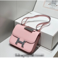 Well Crafted Hermes Constance Bag 23cm in Epsom Leather with Mirror H3038 3Q Pink/Silver 2023 NEW ( Half Handmade)