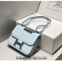 Top Quality Hermes Constance Bag 23cm in Epsom Leather with Mirror H3038 Grail Blue/Silver 2023 NEW ( Half Handmade)