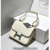 Best Price Hermes Constance Bag 23cm in Epsom Leather with Mirror H3038 Cream White/Silver 2023 NEW ( Half Handmade)