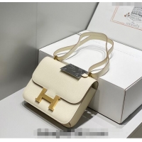 Well Crafted Hermes Constance Bag 23cm in Epsom Leather with Mirror H3038 Cream White/Gold 2023 NEW ( Half Handmade)