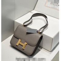 Top Quality Hermes Constance Bag 23cm in Epsom Leather with Mirror H3038 Etain/Grey/Gold 2023 NEW ( Half Handmade)