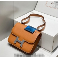 Trendy Design Hermes Constance Bag 23cm in Epsom Leather with Mirror H3038 Brown/Silver 2023 NEW ( Half Handmade)