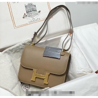 New Fashion Hermes Constance Bag 23cm in Epsom Leather with H3038 Mirror Elephant Grey/Gold 2023 NEW ( Half Handmade)