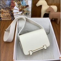 Promotional Hermes Geta Bag in Chevre Mysore Leather H2903 White/Gold 2023 (All Handmade)