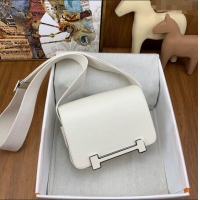 Well Crafted Hermes Geta Bag in Chevre Mysore Leather H2903 White/Silver 2023(All Handmade)