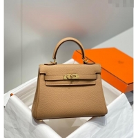 Top Quality Hermes Kelly Mini Bag 20cm in Togo Calfskin H20 Milky Tea Beige 2023