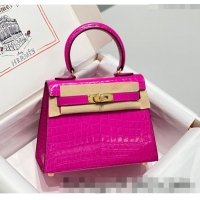 Promotional Hermes Kelly Bag 20cm in Crocodile Embossed Leather H19 Arabian Nights Purple 2023