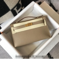 Buy Discount Hermes Mini Kelly Pochette Bag 22cm in Epsom Leather 7117 Dove Grey 2024 (Half Handmade)