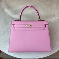 Most Popular Hermes Kelly 25/28cm Bag in Original Epsom Leather K2528 Malva Violet/Gold 2024 (Half Handmade)