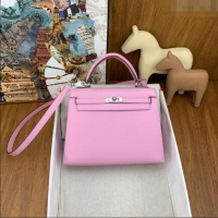 Buy Fashionable Hermes Kelly 25/28cm Bag in Original Epsom Leather K2528 Malva Violet/Silver 2024 (Half Handmade)