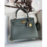 Most Popular Hermes Kelly 25/28cm Bag in Original Togo Leather K2528 Almond/Gold 2024 (Half Handmade)