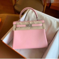 Stylish Grade Hermes Kelly 25/28cm Bag in Original Togo Leather K2528 Rosy/Gold 2024 (Half Handmade)