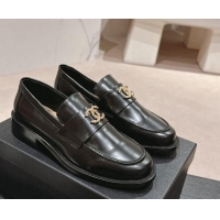 Popular Style Chanel Calfskin Loafers G45663 Black 424156