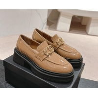 Durable Chanel Patent Calfskin Platform Loafers Brown 424159