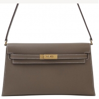 Well Crafted Hermes Kelly Elan Bag in Madame Leather 2201 Etoupe/Silver 2024 (Half Handmade)