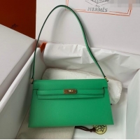 Top Quality Hermes Kelly Elan Bag in Madame Leather 2201 Green/Gold 2024 (Half Handmade)