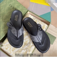 ​Good Product Gucci Men's GG Canvas Flat Thong Slide Sandals 0427 Black 2024