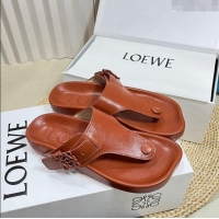 ​Inexpensive Loewe Ease Toe Post Thong Sandals in Lambskin L0506 Tan Brown 2024