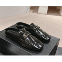 Grade Quality Chanel Shiny Calfskin Flat Mules Black 424178