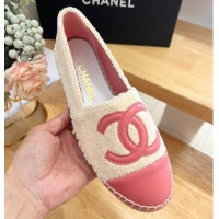 Good Product Chanel Towel Espadrilles Flats Beige/Pink 424203