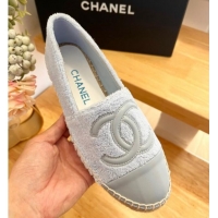 Sumptuous Chanel Towel Espadrilles Flats Grey 424204