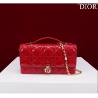 Top Quality Dior My Dior Mini Bag in Patent Cannage Calfskin 0980 Red 2024