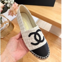 Luxury Chanel Tweed & Grosgrain Espadrilles Flats G29762 White 424208