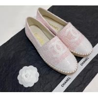 Lower Price Chanel Tweed & Sequins Espadrilles Flats G45602 Light Pink 425001