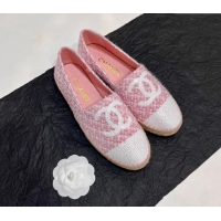 Big Discount Chanel Tweed & Sequins Espadrilles Flats G45602 Pink/White 425003