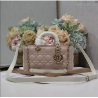 Promotional Dior Medium Lady D-Joy Bag in Two-Tone Cannage Lambskin 0540 White/Pink 2024